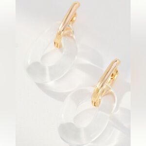 Anthropologie Gold and Clear Hoop Earrings